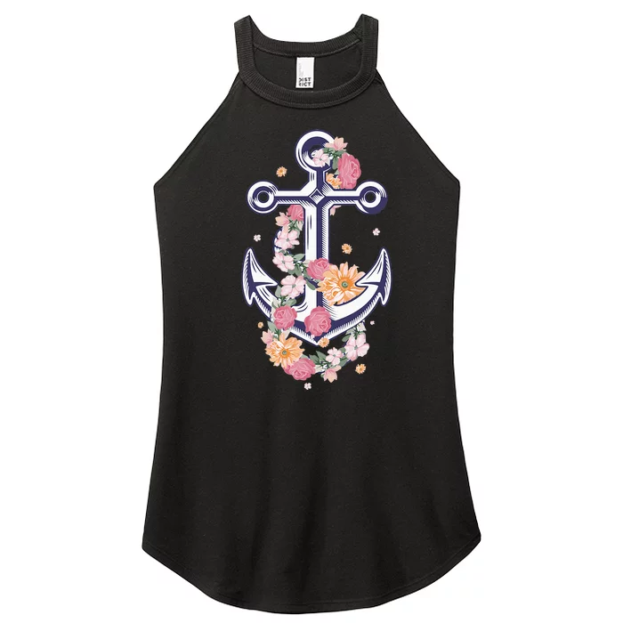 Anchor Design For Anker Ship Lover Flowery Women’s Perfect Tri Rocker Tank