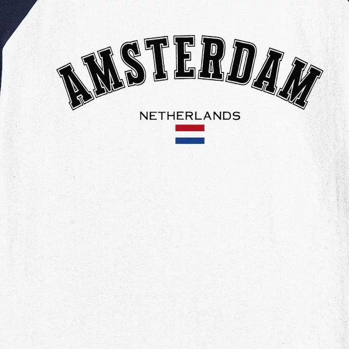 Amsterdam Dutch Flag Souvenir Netherlands Travel Patriotic Baseball Sleeve Shirt