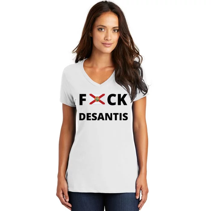 Anti Desantis Florida Ron Must Gone Anti Ron Desantis 2024 Women's V-Neck T-Shirt