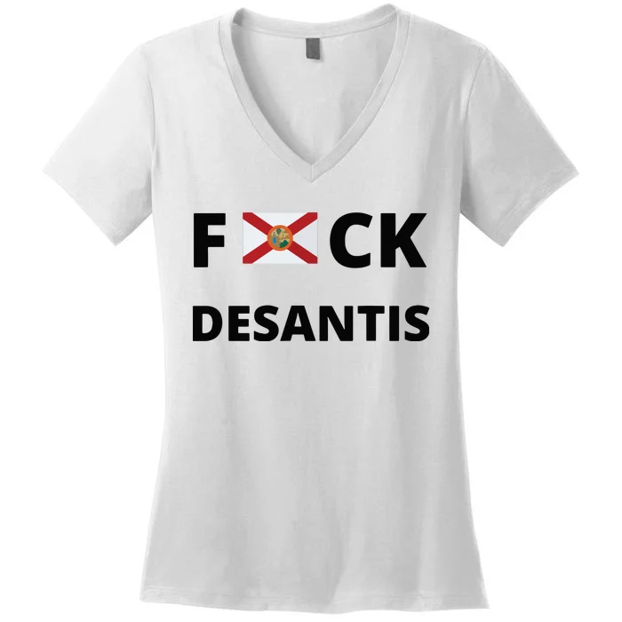 Anti Desantis Florida Ron Must Gone Anti Ron Desantis 2024 Women's V-Neck T-Shirt