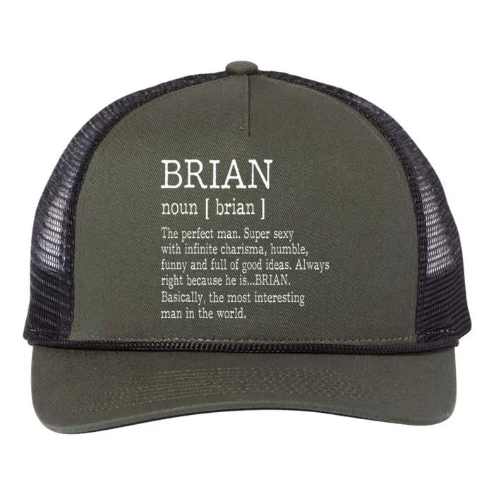 Adult Definition First Name Brian Retro Rope Trucker Hat Cap