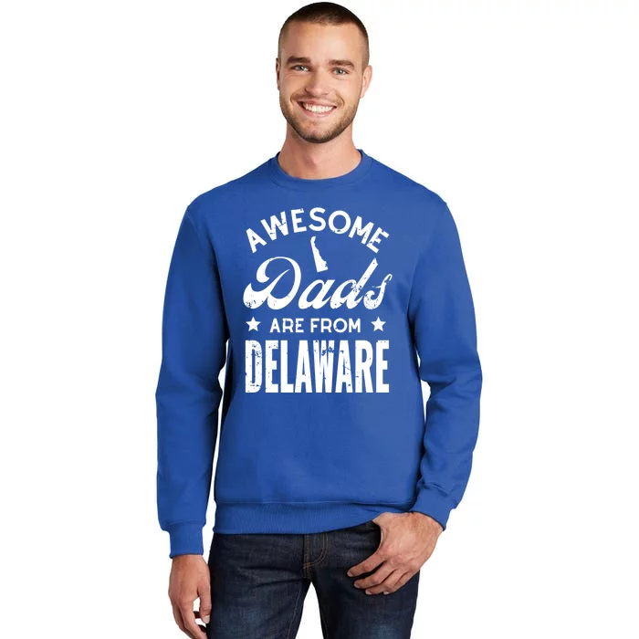 Awesome Dads From Delaware Fathers Day State Map Pride Gift Tall Sweatshirt