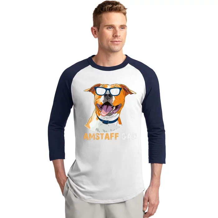 Amstaff Dad For Dog Lovers Fathers Day Tee Baseball Sleeve Shirt