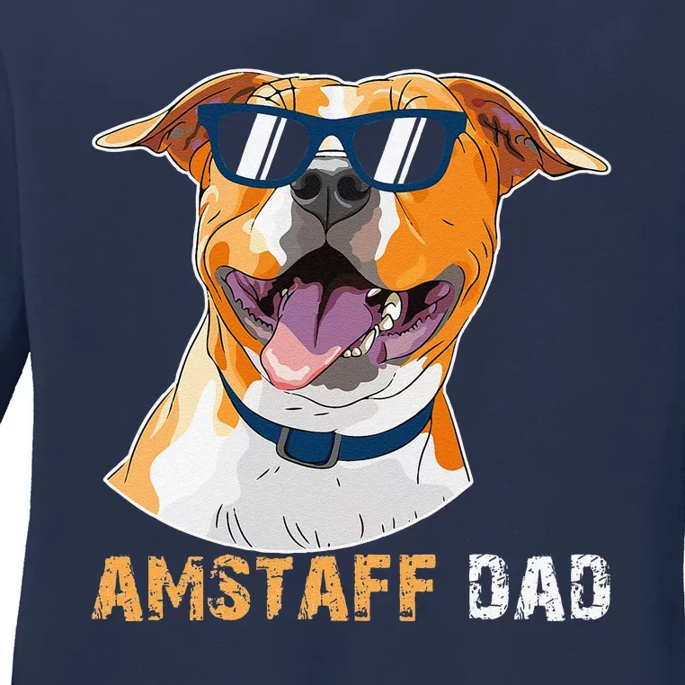 Amstaff Dad For Dog Lovers Fathers Day Tee Ladies Long Sleeve Shirt