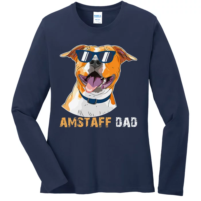 Amstaff Dad For Dog Lovers Fathers Day Tee Ladies Long Sleeve Shirt