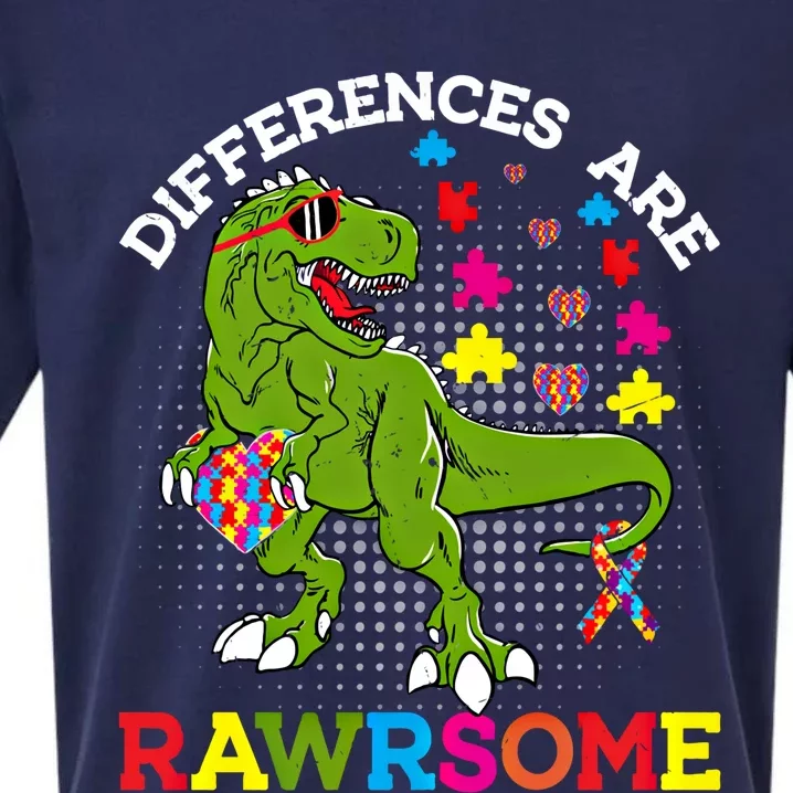 Autism Dinosaur Funny T Rex Rawrsome Autism Awareness Autism Gift Sueded Cloud Jersey T-Shirt