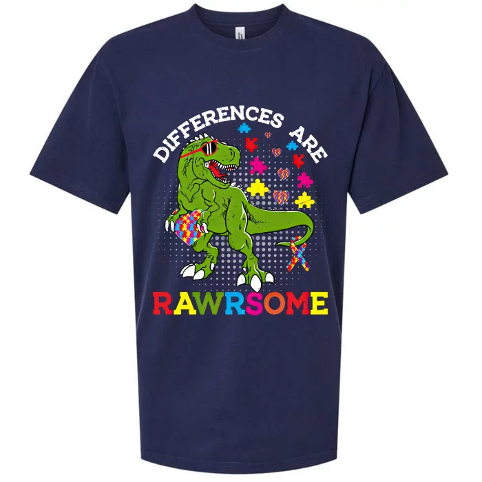 Autism Dinosaur Funny T Rex Rawrsome Autism Awareness Autism Gift Sueded Cloud Jersey T-Shirt