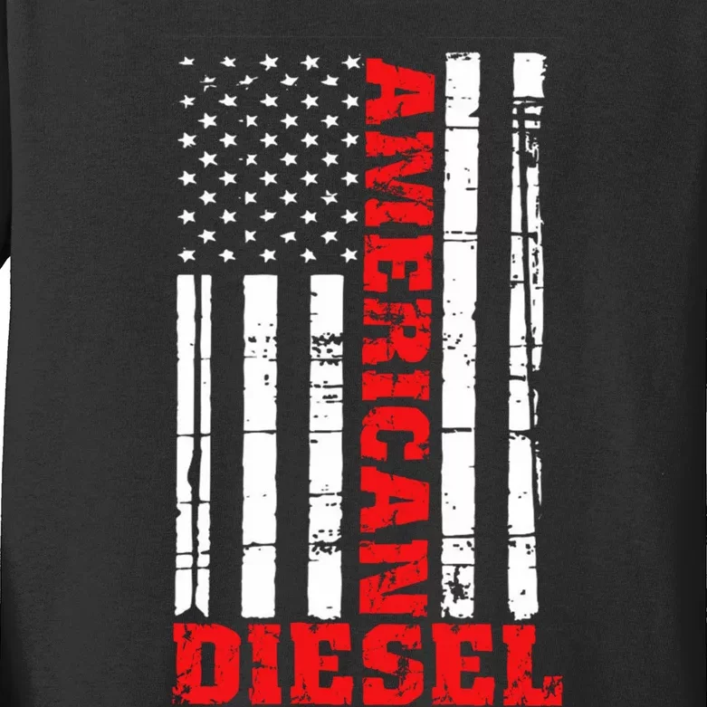 American Diesel Flag Hoodie Truck Turbo Brothers Kids Long Sleeve Shirt