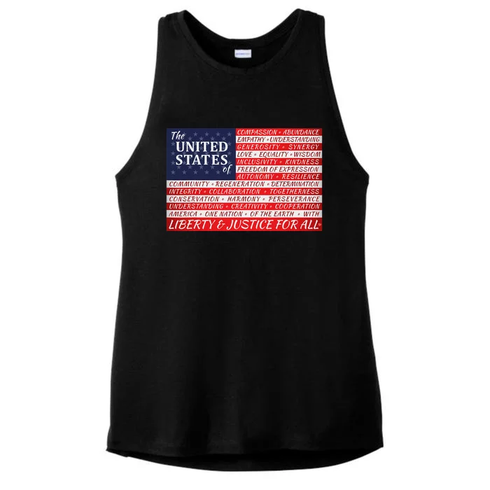 American Dream Flag Patriotic Design Ladies Tri-Blend Wicking Tank