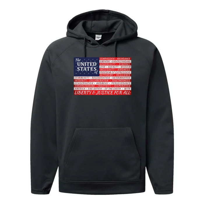 American Dream Flag Patriotic Design Performance Fleece Hoodie