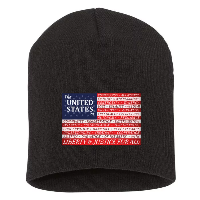 American Dream Flag Patriotic Design Short Acrylic Beanie