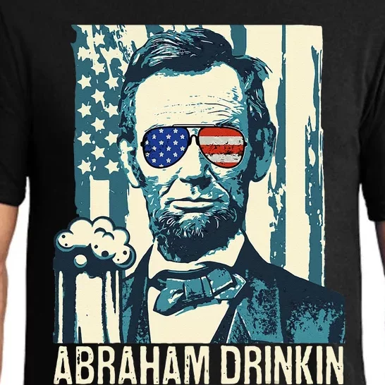 Abraham Drinkin Funny Lincoln 4th of July USA Flag Pajama Set