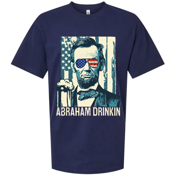 Abraham Drinkin Funny Lincoln 4th of July USA Flag Sueded Cloud Jersey T-Shirt