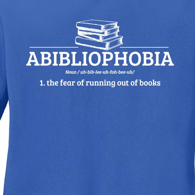 Abibliophobia Definition Funny Literature Book Lover Gift Ladies Long Sleeve Shirt