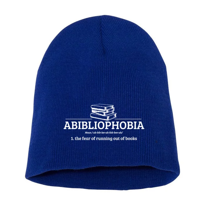 Abibliophobia Definition Funny Literature Book Lover Gift Short Acrylic Beanie