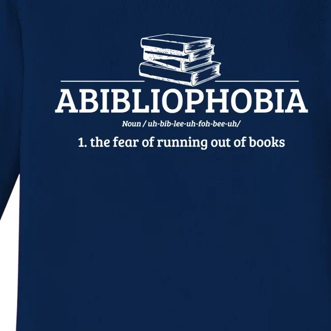 Abibliophobia Definition Funny Literature Book Lover Gift Baby Long Sleeve Bodysuit