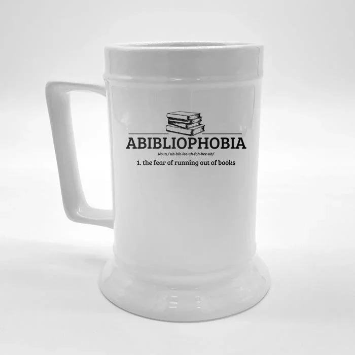 Abibliophobia Definition Funny Literature Book Lover Gift Front & Back Beer Stein