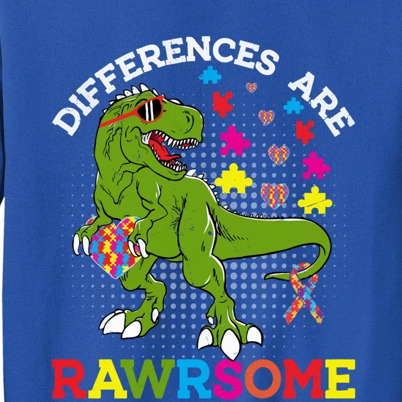 Autism Dinosaur Funny T Rex Rawrsome Autism Awareness Autism Gift Tall Sweatshirt