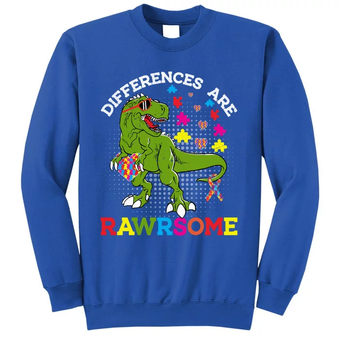 Autism Dinosaur Funny T Rex Rawrsome Autism Awareness Autism Gift Tall Sweatshirt