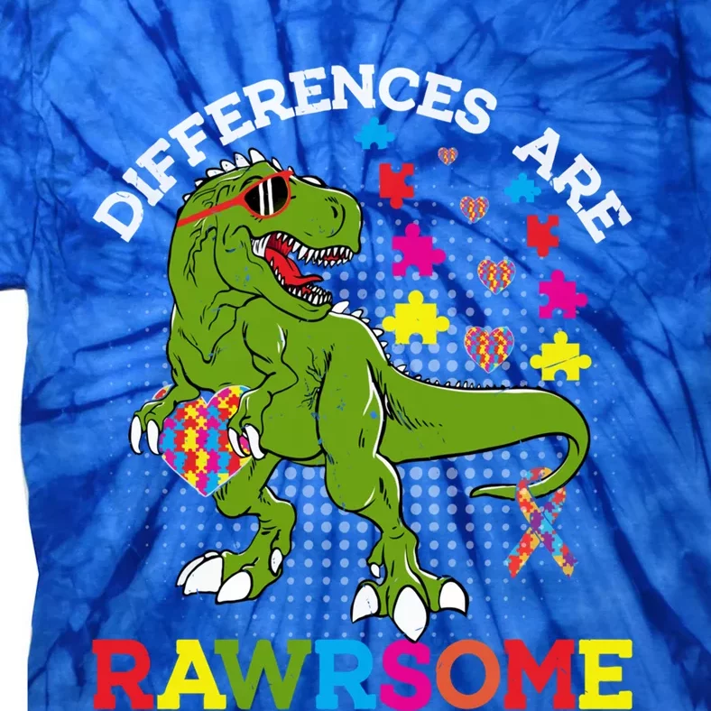 Autism Dinosaur Funny T Rex Rawrsome Autism Awareness Autism Gift Tie-Dye T-Shirt