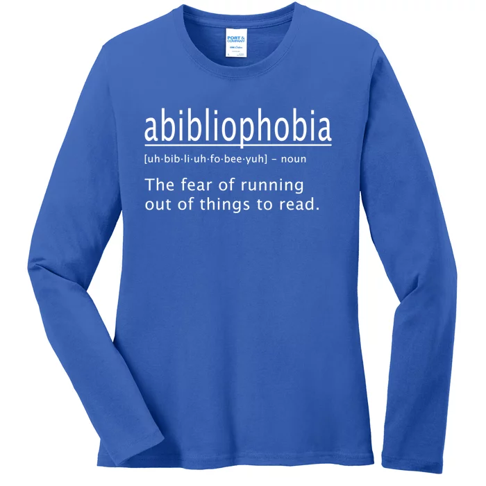 Abibliophobia Definition Funny Reading Cool Gift Ladies Long Sleeve Shirt