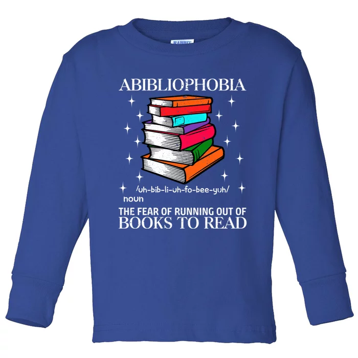 Abibliophobia Definition Funny Book Reading Lover Gift Toddler Long Sleeve Shirt