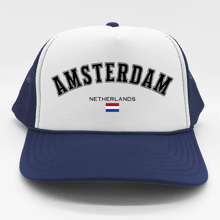 Amsterdam Dutch Flag Souvenir Netherlands Travel Trucker Hat