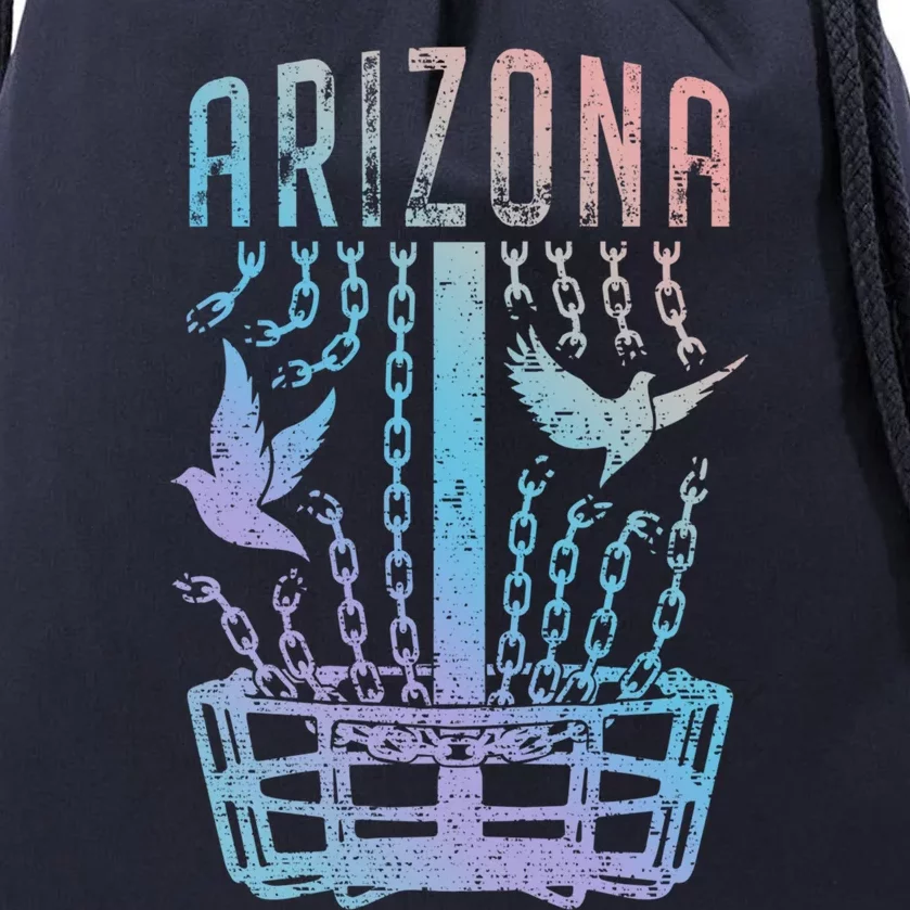 Arizona Disc Golf Player Breaking Chains Birdie Funny Gift Drawstring Bag