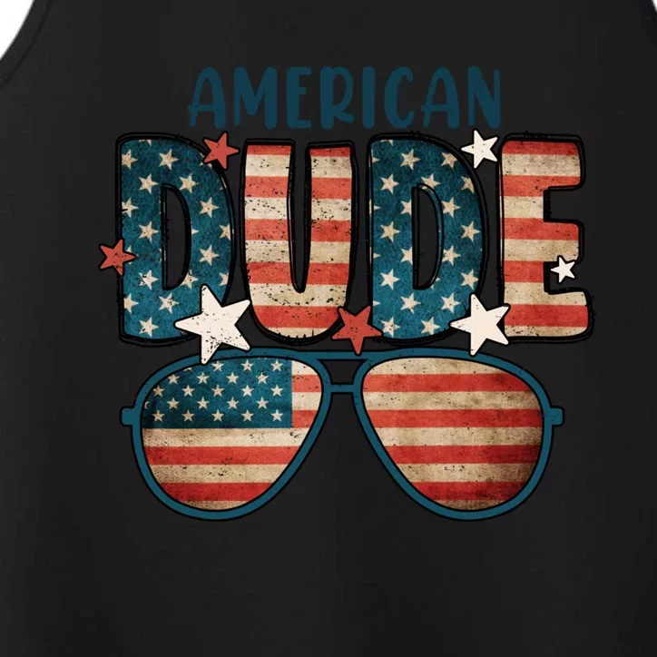 American Dude Gift 4th Of July Sunglasses Stars Usa Flag Gift Performance Tank