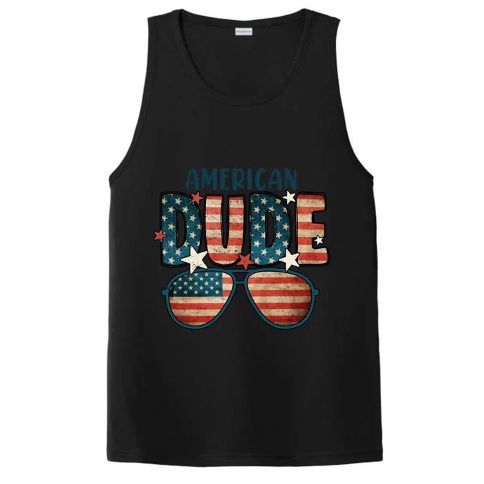 American Dude Gift 4th Of July Sunglasses Stars Usa Flag Gift Performance Tank