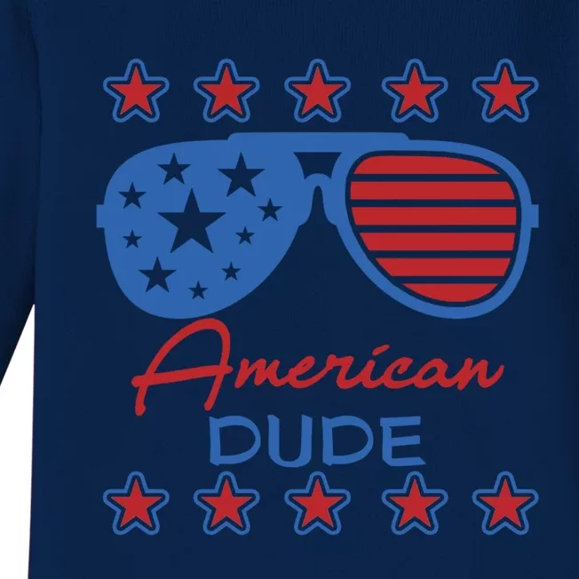 American Dude Gift 4th Of July Sunglasses Cute Gift Baby Long Sleeve Bodysuit