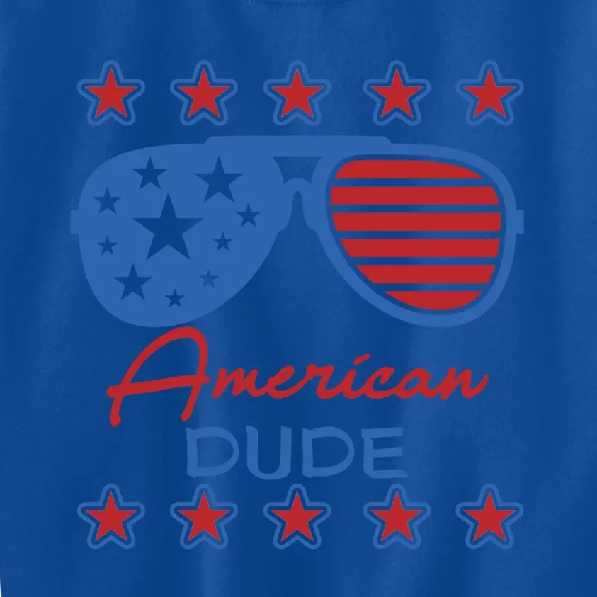 American Dude Great Gift 4th Of July Sunglasses Funny Gift Kids Sweatshirt