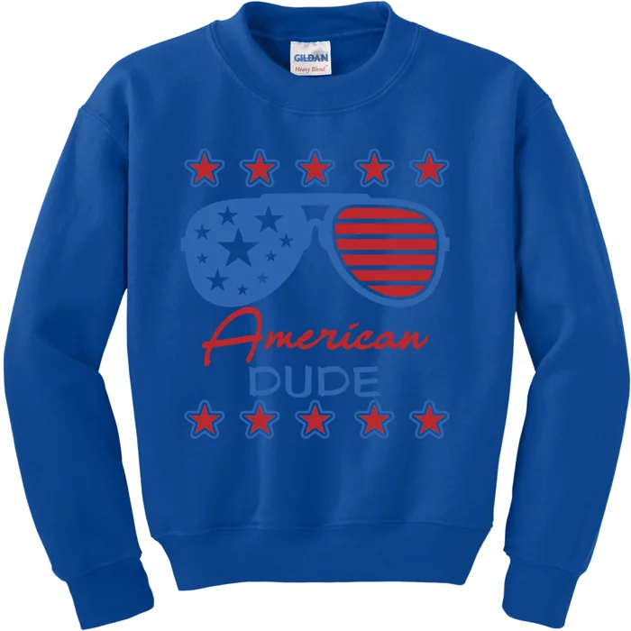 American Dude Great Gift 4th Of July Sunglasses Funny Gift Kids Sweatshirt