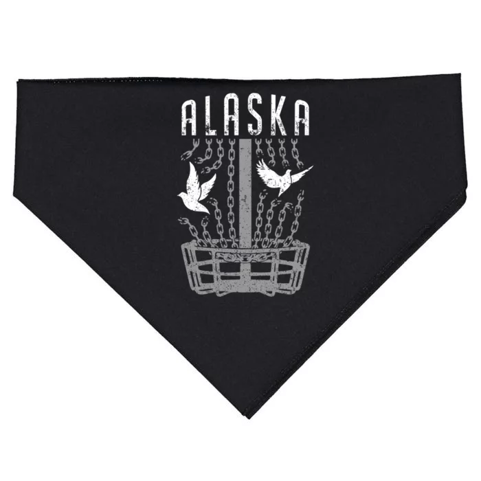 Alaska Disc Golf Player Breaking Chains Birdie Gift USA-Made Doggie Bandana