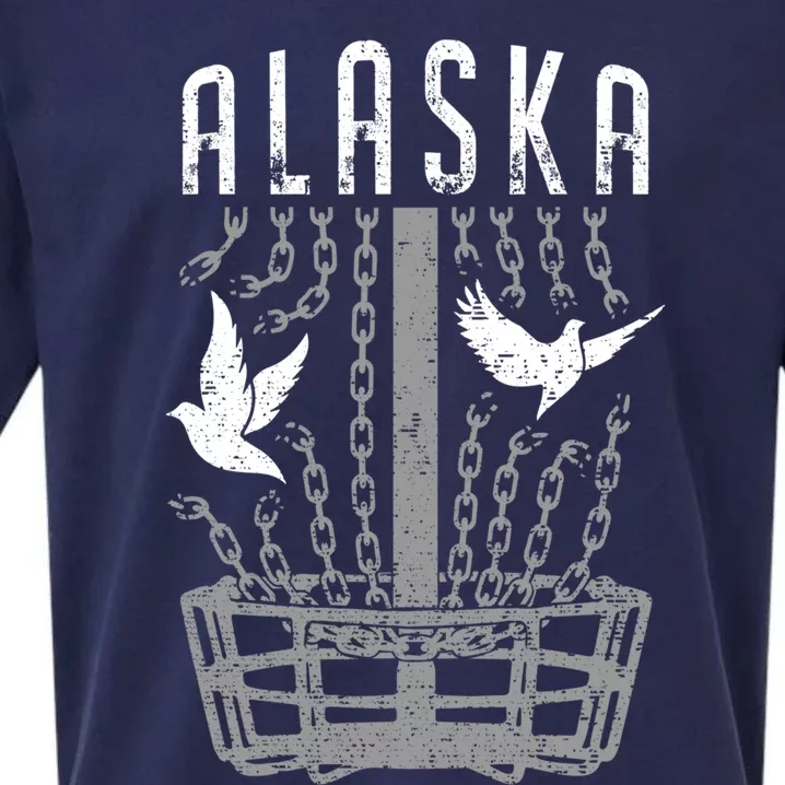 Alaska Disc Golf Player Breaking Chains Birdie Gift Sueded Cloud Jersey T-Shirt