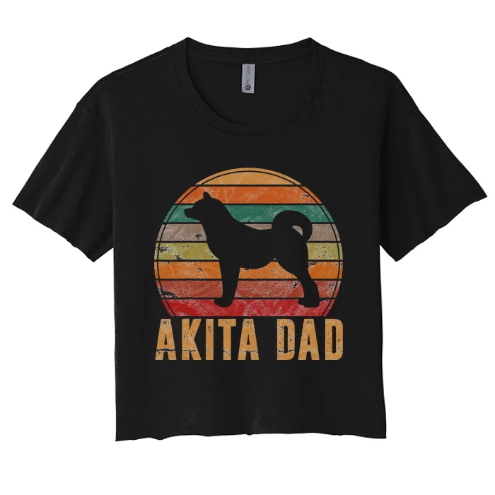 Akita Dad Gift Akita Daddy Dog Owner Pet Father Women's Crop Top Tee