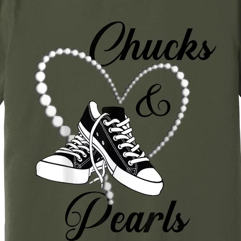 Afro Diva Gift Red Floral Heart Shoes Chucks And Pearls 2024 Premium T-Shirt