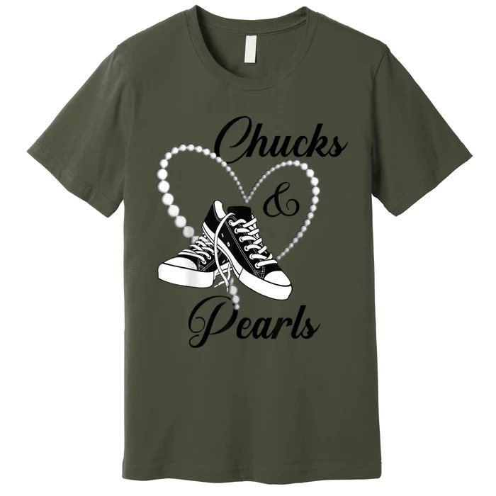 Afro Diva Gift Red Floral Heart Shoes Chucks And Pearls 2024 Premium T-Shirt