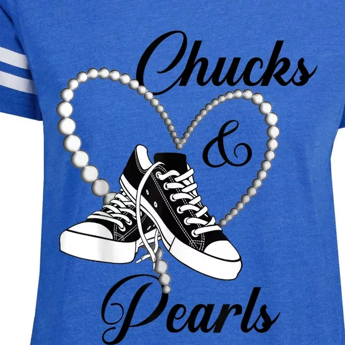 Afro Diva Gift Red Floral Heart Shoes Chucks And Pearls 2024 Enza Ladies Jersey Football T-Shirt