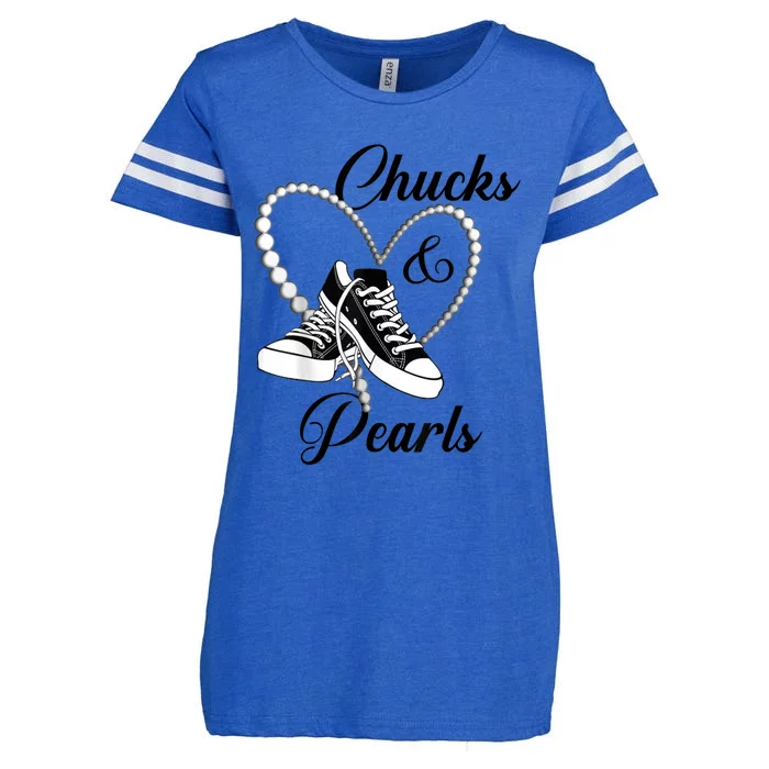 Afro Diva Gift Red Floral Heart Shoes Chucks And Pearls 2024 Enza Ladies Jersey Football T-Shirt