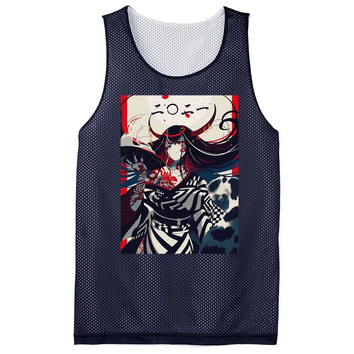 Anime Demon Girl Japanese Aesthetic Waifu Kawaii Otaku Mesh Reversible Basketball Jersey Tank