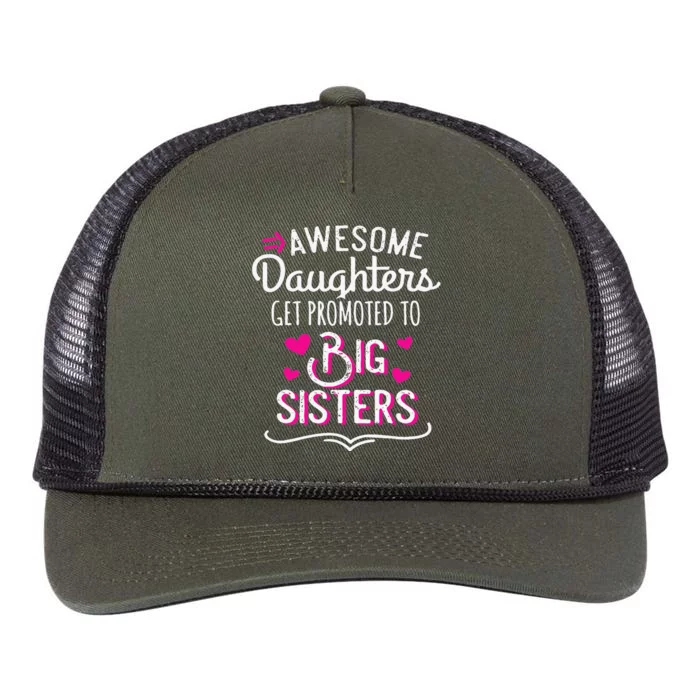 Awesome Daughters Get Promoted To Big Sisters Mother's Day Retro Rope Trucker Hat Cap