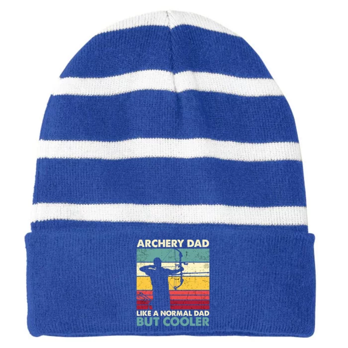 Archery Dad Gift Funny Archer Father's Day Retro Vintage Gift Striped Beanie with Solid Band