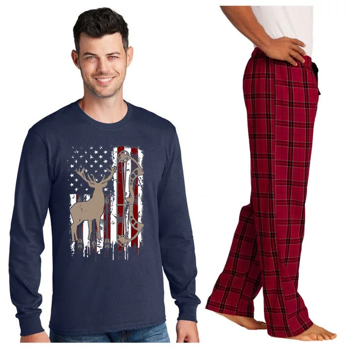 American Deer Hunting Bow Hunter Flag Accessories Long Sleeve Pajama Set