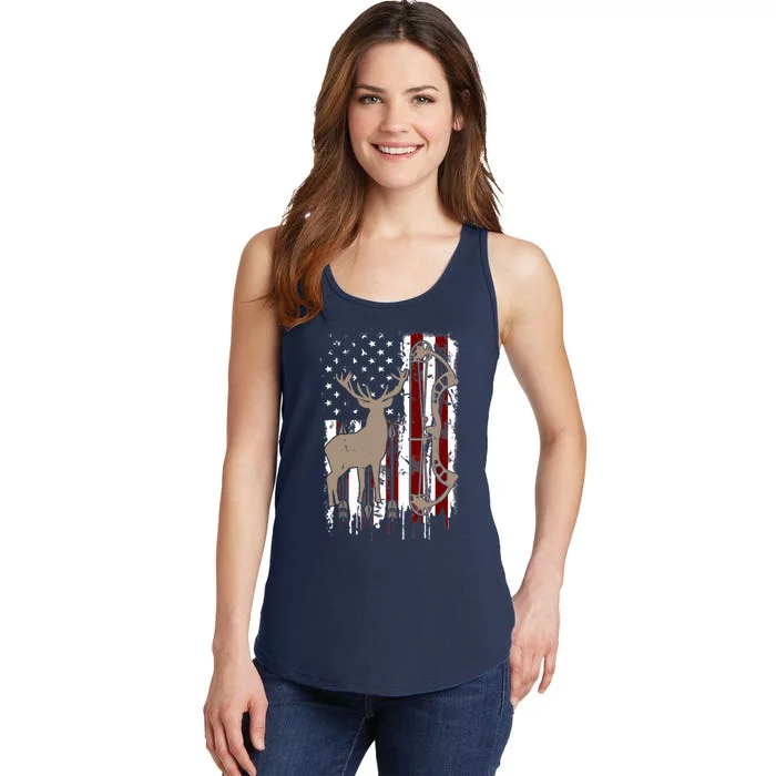 American Deer Hunting Bow Hunter Flag Accessories Ladies Essential Tank