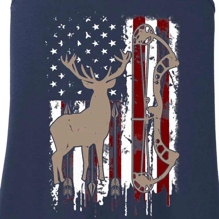 American Deer Hunting Bow Hunter Flag Accessories Ladies Essential Tank