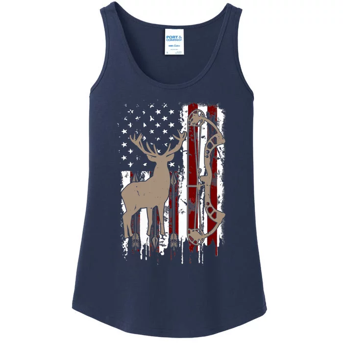 American Deer Hunting Bow Hunter Flag Accessories Ladies Essential Tank