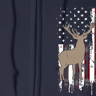 American Deer Hunting Bow Hunter Flag Accessories Full Zip Hoodie