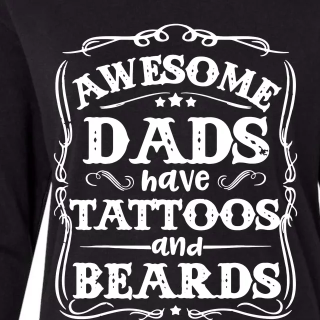 Awesome Dads Have Beards And Tattoos Funny Womens Cotton Relaxed Long Sleeve T-Shirt