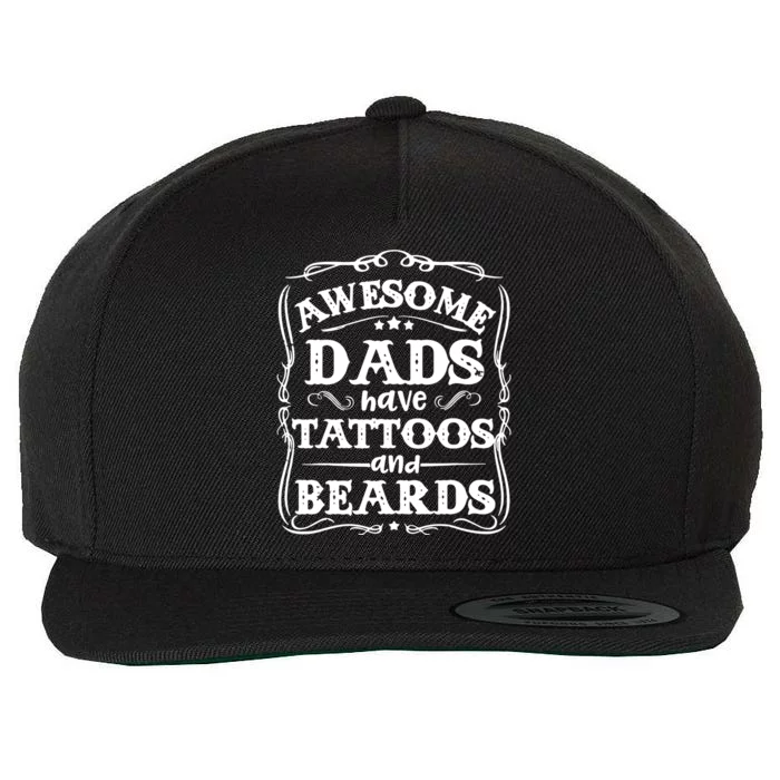 Awesome Dads Have Beards And Tattoos Funny Wool Snapback Cap